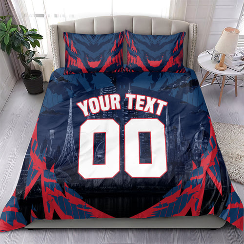 Personalised Melbourne Demons Football Bedding Set Fierce Devil Mascot 3D Grunge City Art