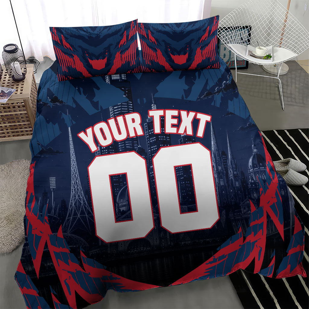 Personalised Melbourne Demons Football Bedding Set Fierce Devil Mascot 3D Grunge City Art