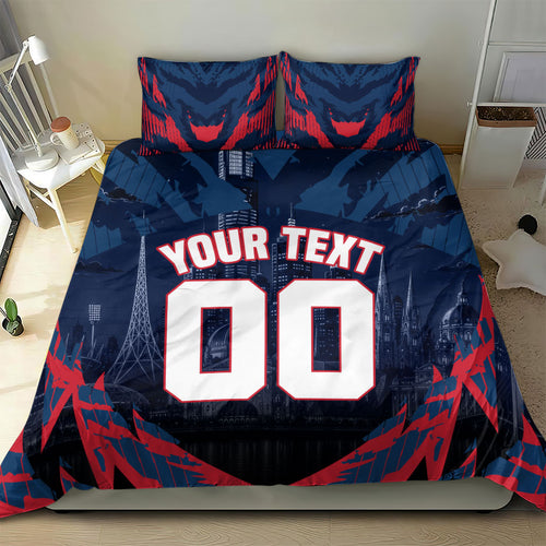 Personalised Melbourne Demons Football Bedding Set Fierce Devil Mascot 3D Grunge City Art