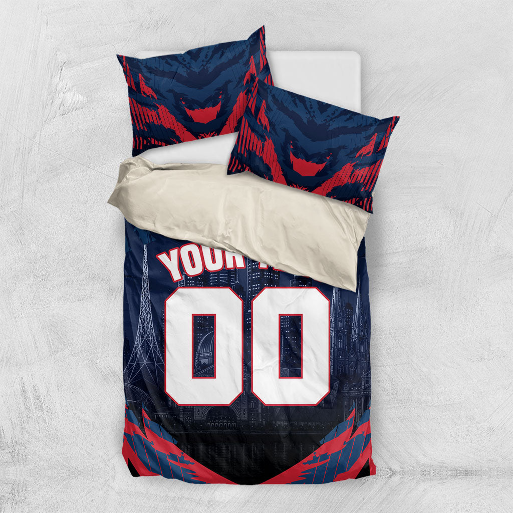 Personalised Melbourne Demons Football Bedding Set Fierce Devil Mascot 3D Grunge City Art