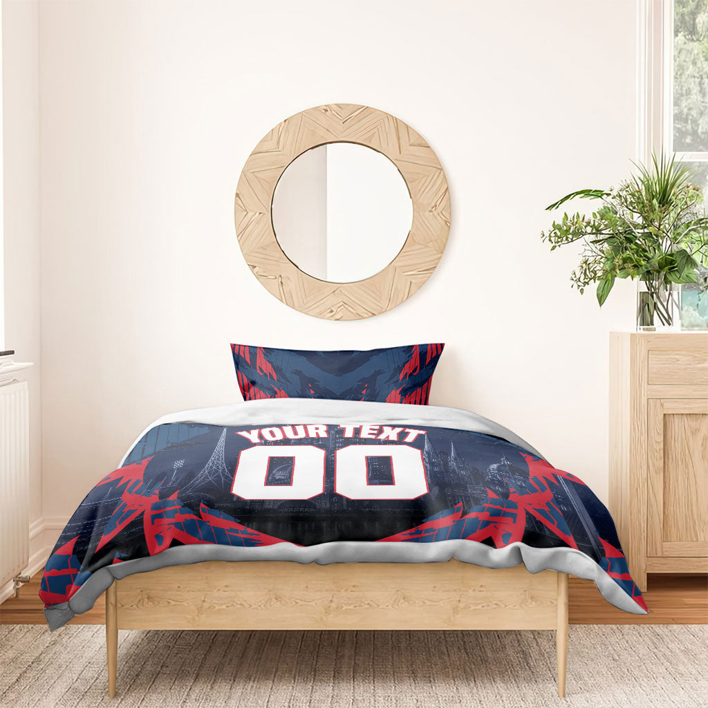 Personalised Melbourne Demons Football Bedding Set Fierce Devil Mascot 3D Grunge City Art