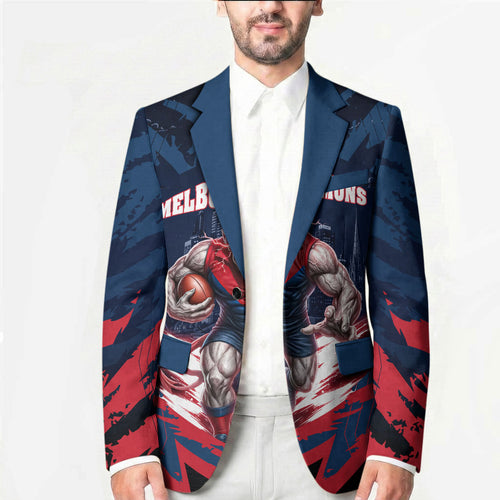 Personalised Melbourne Demons Football Blazer Fierce Devil Mascot 3D Grunge City Art