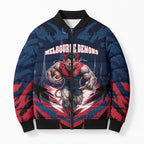 Personalised Melbourne Demons Football Bomber Puffer Jacket Fierce Devil Mascot 3D Grunge City Art