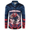 Personalised Melbourne Demons Football Button Sweatshirt Fierce Devil Mascot 3D Grunge City Art