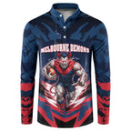 Personalised Melbourne Demons Football Button Sweatshirt Fierce Devil Mascot 3D Grunge City Art