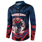 Personalised Melbourne Demons Football Button Sweatshirt Fierce Devil Mascot 3D Grunge City Art