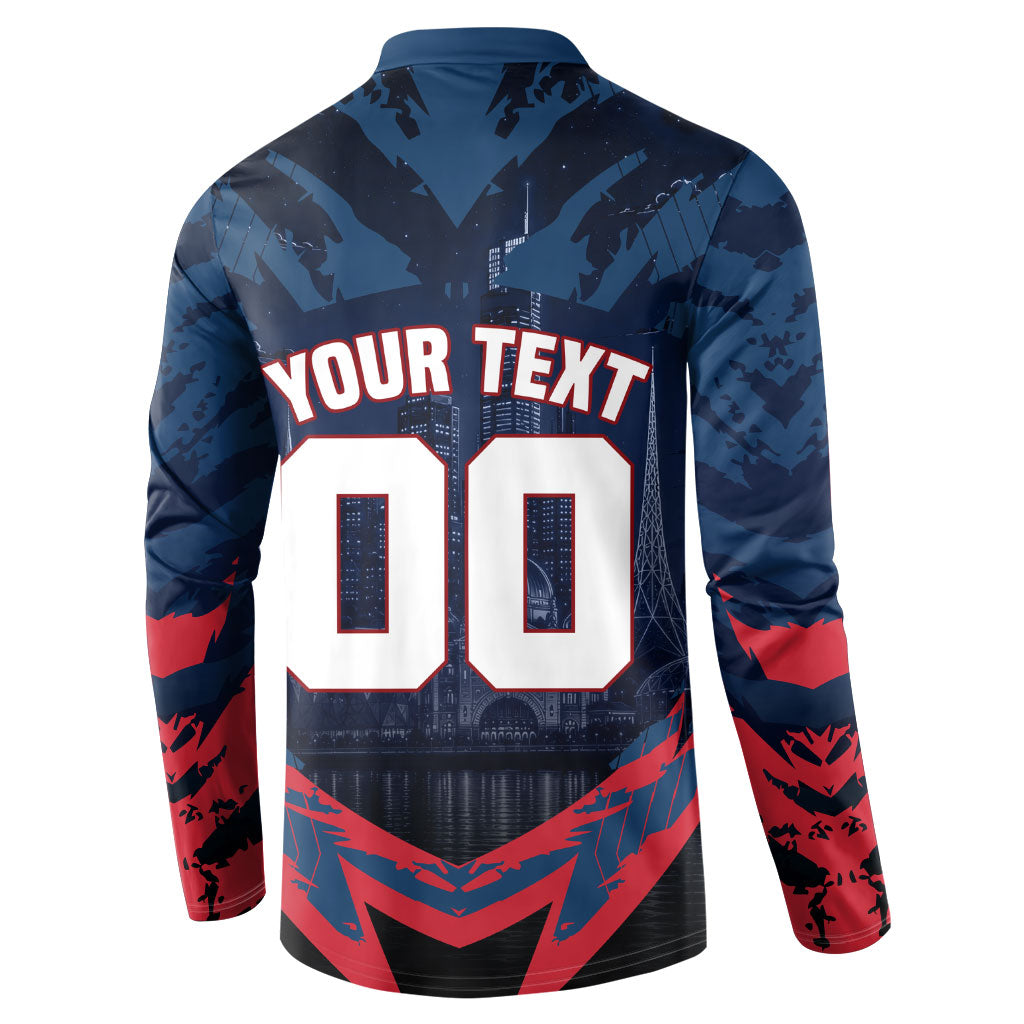 Personalised Melbourne Demons Football Button Sweatshirt Fierce Devil Mascot 3D Grunge City Art