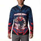 Personalised Melbourne Demons Football Button Sweatshirt Fierce Devil Mascot 3D Grunge City Art