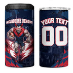 Personalised Melbourne Demons Football 4 in 1 Can Cooler Tumbler Fierce Devil Mascot 3D Grunge City Art
