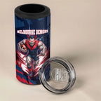 Personalised Melbourne Demons Football 4 in 1 Can Cooler Tumbler Fierce Devil Mascot 3D Grunge City Art