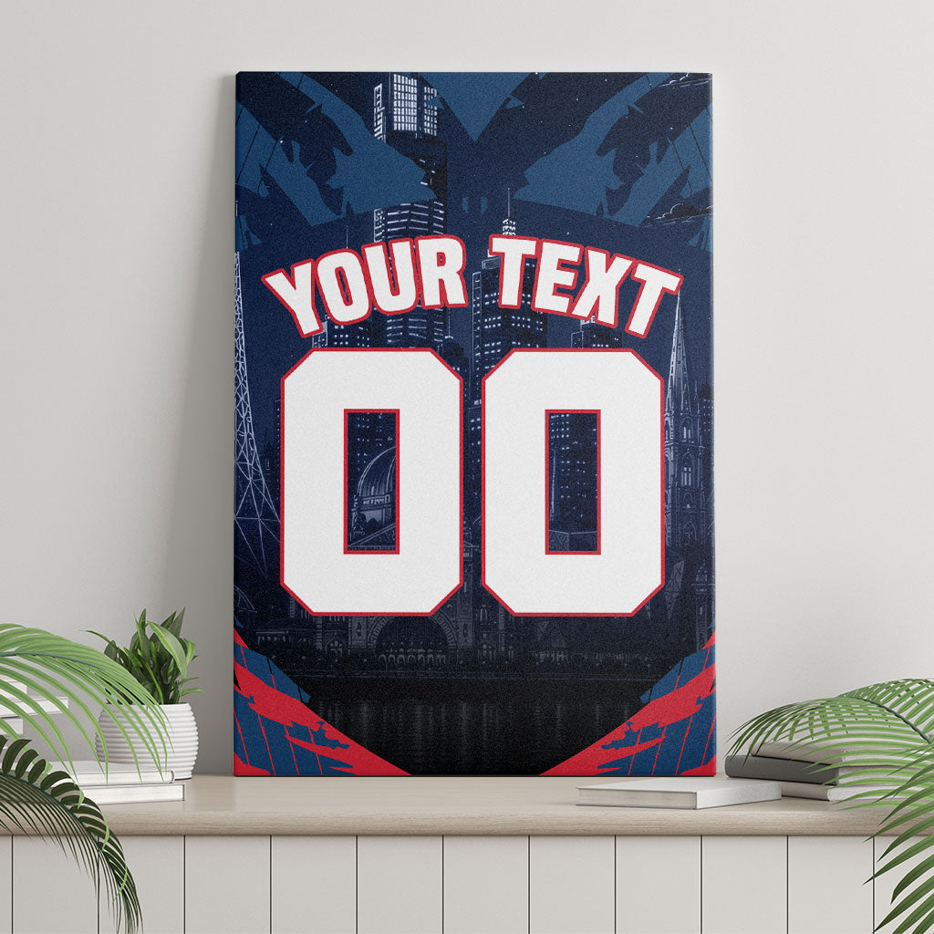 Personalised Melbourne Demons Football Canvas Wall Art Fierce Devil Mascot 3D Grunge City Art