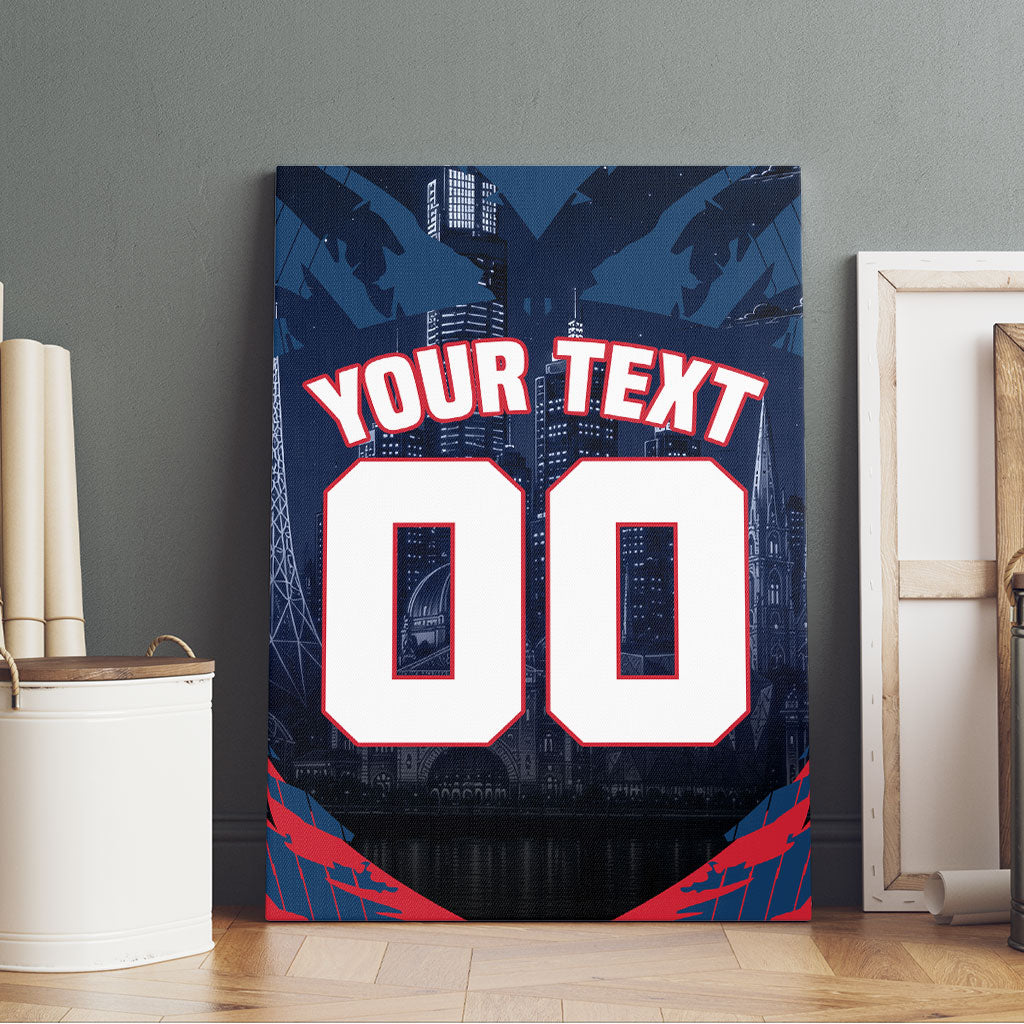 Personalised Melbourne Demons Football Canvas Wall Art Fierce Devil Mascot 3D Grunge City Art