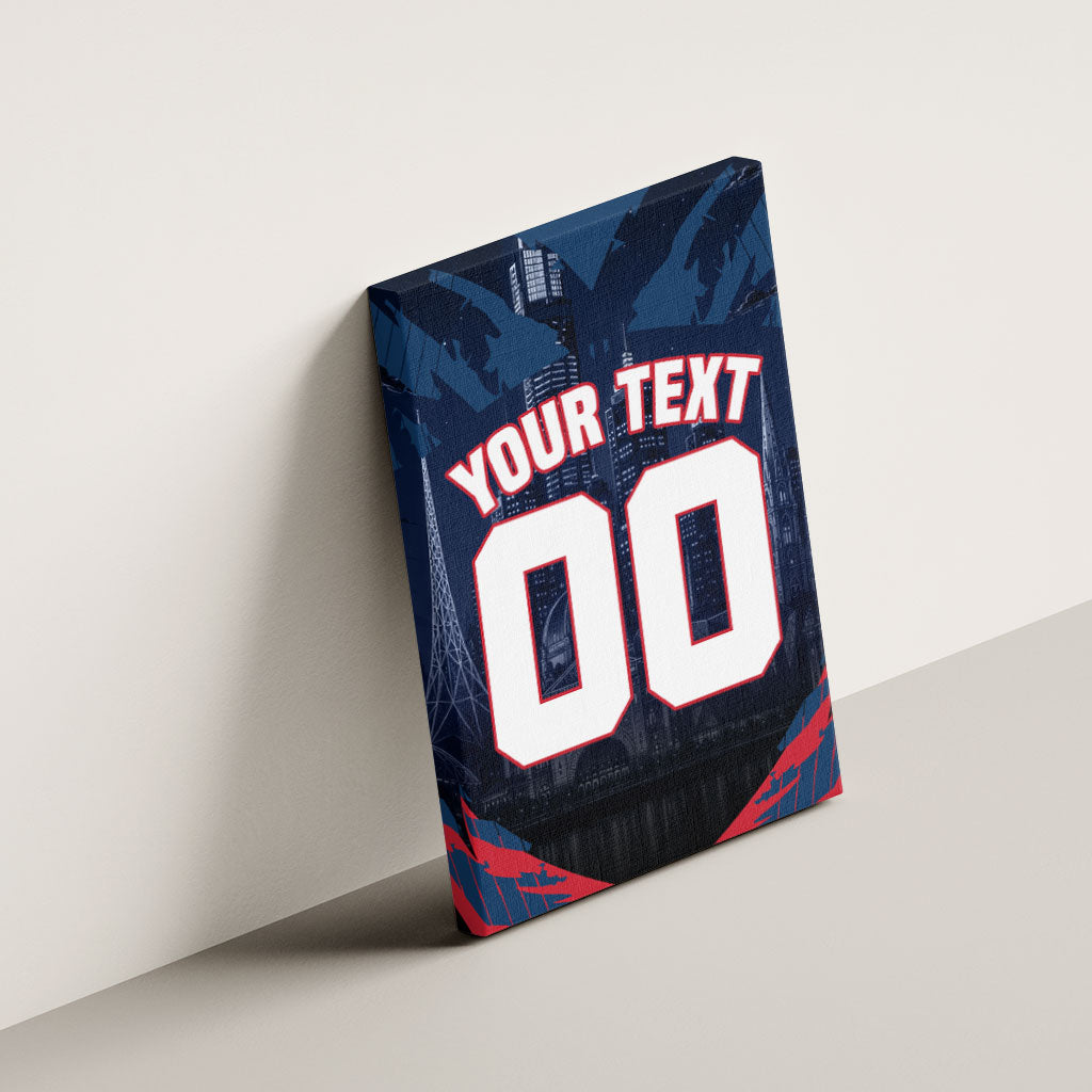 Personalised Melbourne Demons Football Canvas Wall Art Fierce Devil Mascot 3D Grunge City Art