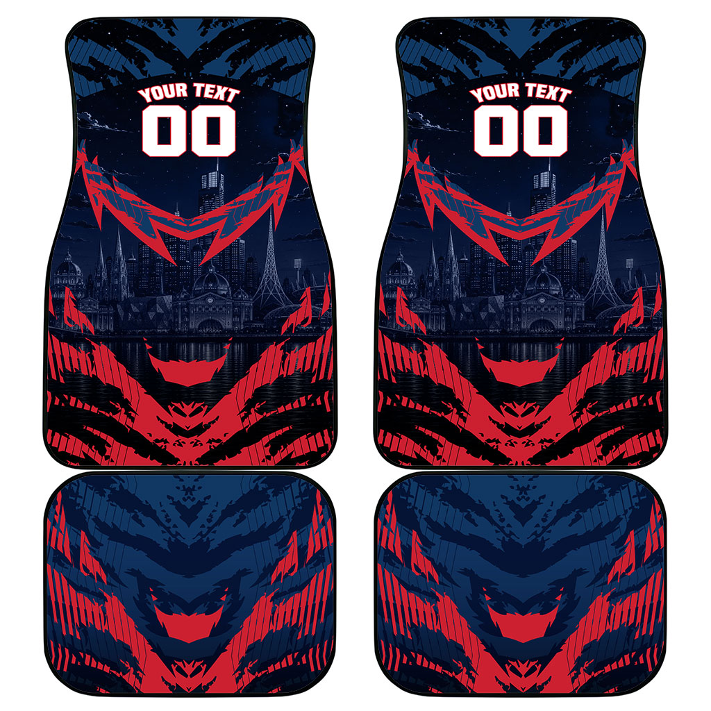 Personalised Melbourne Demons Football Car Mats Fierce Devil Mascot 3D Grunge City Art