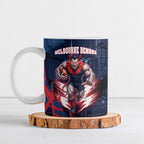 Personalised Melbourne Demons Football Ceramic Mug Fierce Devil Mascot 3D Grunge City Art