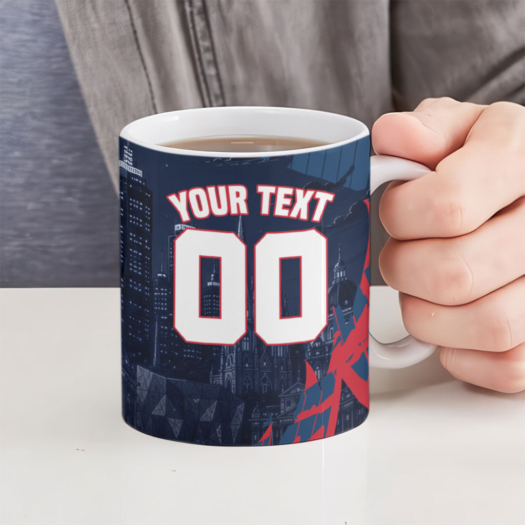 Personalised Melbourne Demons Football Ceramic Mug Fierce Devil Mascot 3D Grunge City Art