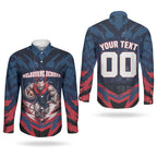 Personalised Melbourne Demons Football Couples Matching Mermaid Dress and Long Sleeve Button Shirt Fierce Devil Mascot 3D Grunge City Art