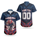Personalised Melbourne Demons Football Couples Matching Off Shoulder Maxi Dress and Hawaiian Shirt Fierce Devil Mascot 3D Grunge City Art
