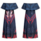 Personalised Melbourne Demons Football Couples Matching Off Shoulder Maxi Dress and Hawaiian Shirt Fierce Devil Mascot 3D Grunge City Art
