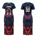 Personalised Melbourne Demons Football Couples Matching Short Sleeve Bodycon Dress and Long Sleeve Button Shirt Fierce Devil Mascot 3D Grunge City Art