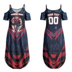 Personalised Melbourne Demons Football Couples Matching Summer Maxi Dress and Long Sleeve Button Shirt Fierce Devil Mascot 3D Grunge City Art