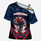 Personalised Melbourne Demons Football Cross Shoulder Shirt Fierce Devil Mascot 3D Grunge City Art