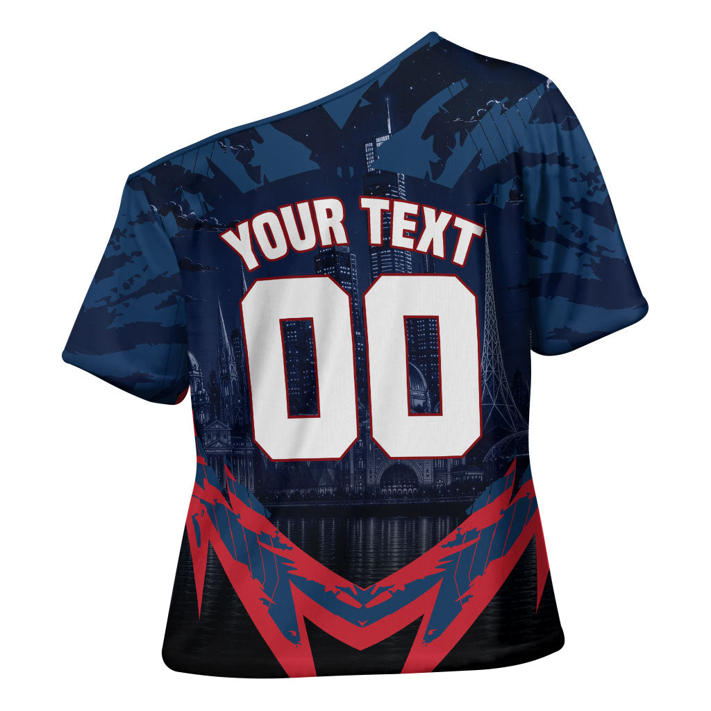 Personalised Melbourne Demons Football Cross Shoulder Shirt Fierce Devil Mascot 3D Grunge City Art