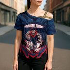 Personalised Melbourne Demons Football Cross Shoulder Shirt Fierce Devil Mascot 3D Grunge City Art