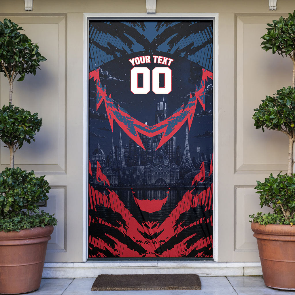 Personalised Melbourne Demons Football Door Cover Fierce Devil Mascot 3D Grunge City Art