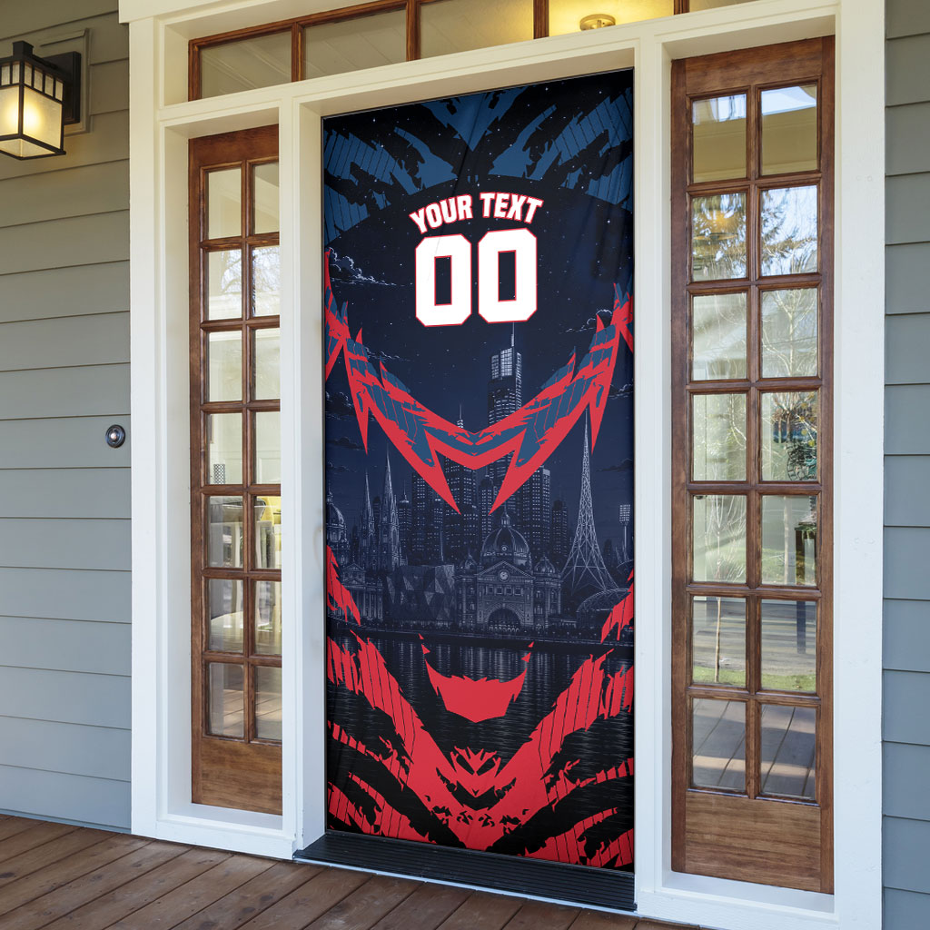 Personalised Melbourne Demons Football Door Cover Fierce Devil Mascot 3D Grunge City Art