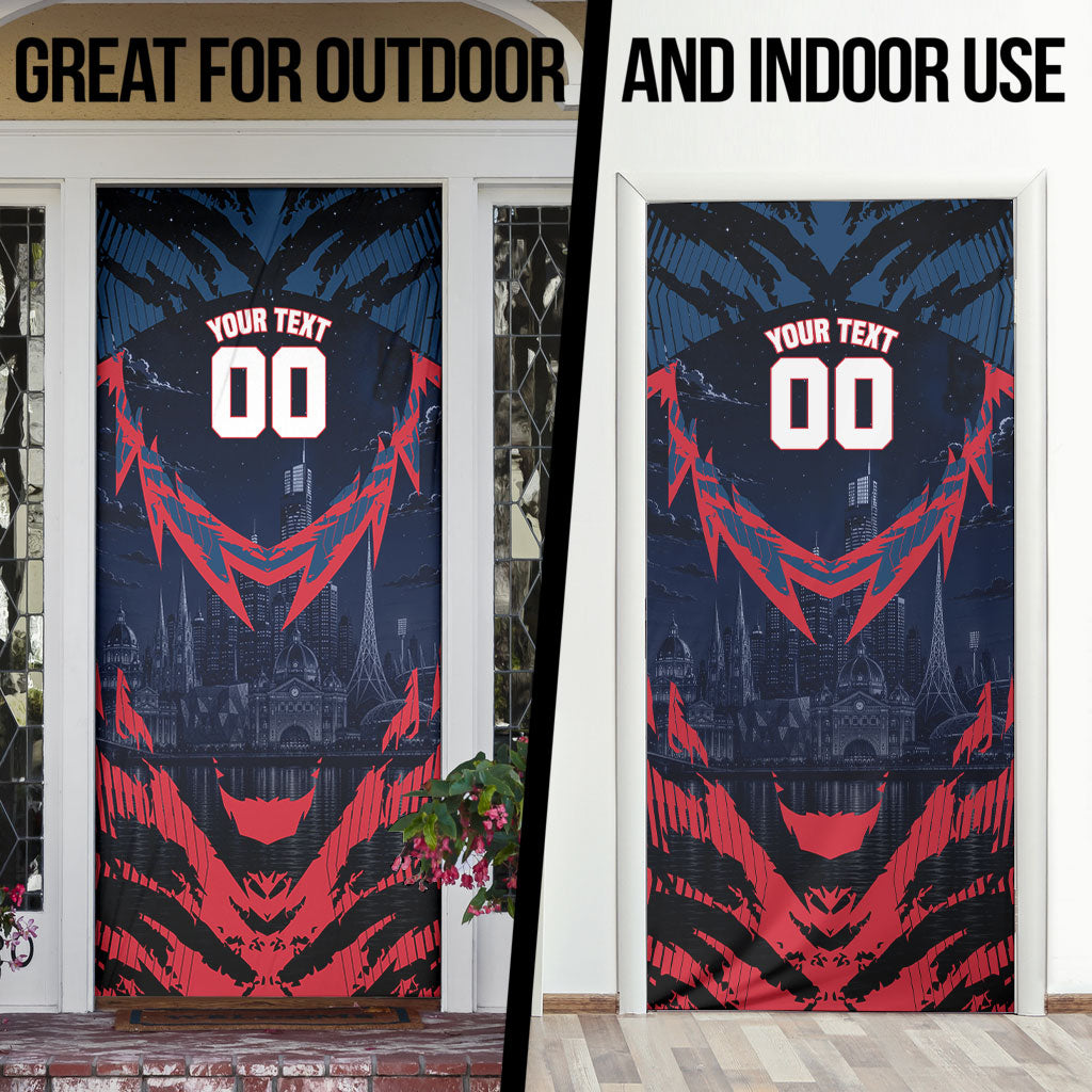 Personalised Melbourne Demons Football Door Cover Fierce Devil Mascot 3D Grunge City Art