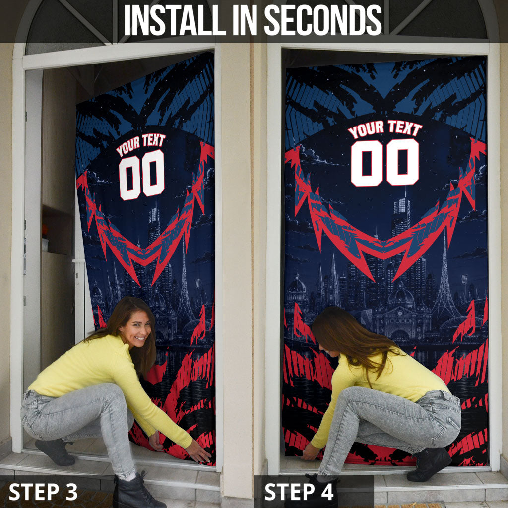 Personalised Melbourne Demons Football Door Cover Fierce Devil Mascot 3D Grunge City Art