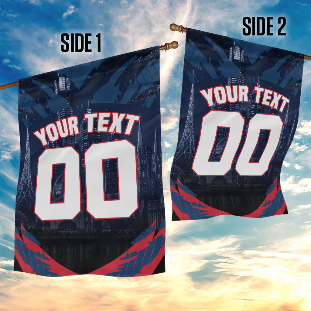 Personalised Melbourne Demons Football Garden Flag Fierce Devil Mascot 3D Grunge City Art