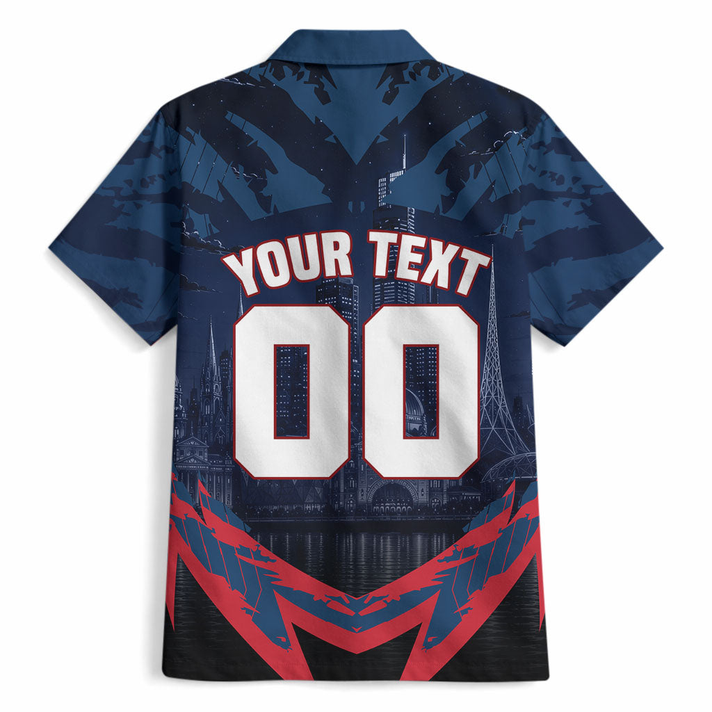Personalised Melbourne Demons Football Hawaiian Shirt Fierce Devil Mascot 3D Grunge City Art