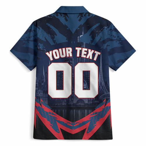 Personalised Melbourne Demons Football Hawaiian Shirt Fierce Devil Mascot 3D Grunge City Art