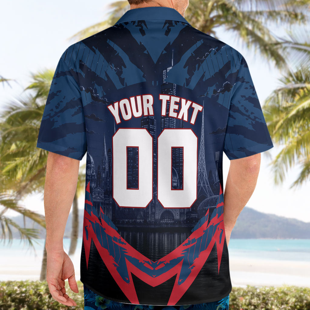 Personalised Melbourne Demons Football Hawaiian Shirt Fierce Devil Mascot 3D Grunge City Art