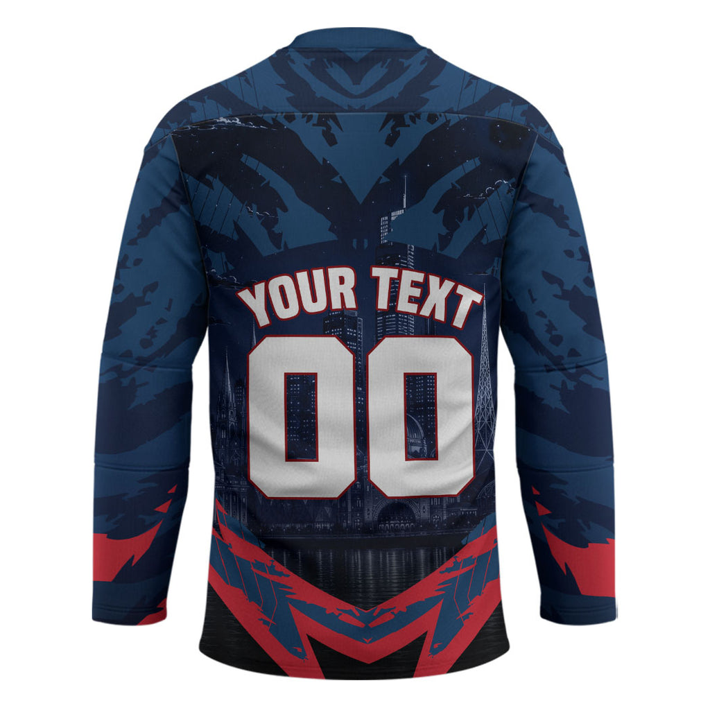 Personalised Melbourne Demons Football Hockey Jersey Fierce Devil Mascot 3D Grunge City Art