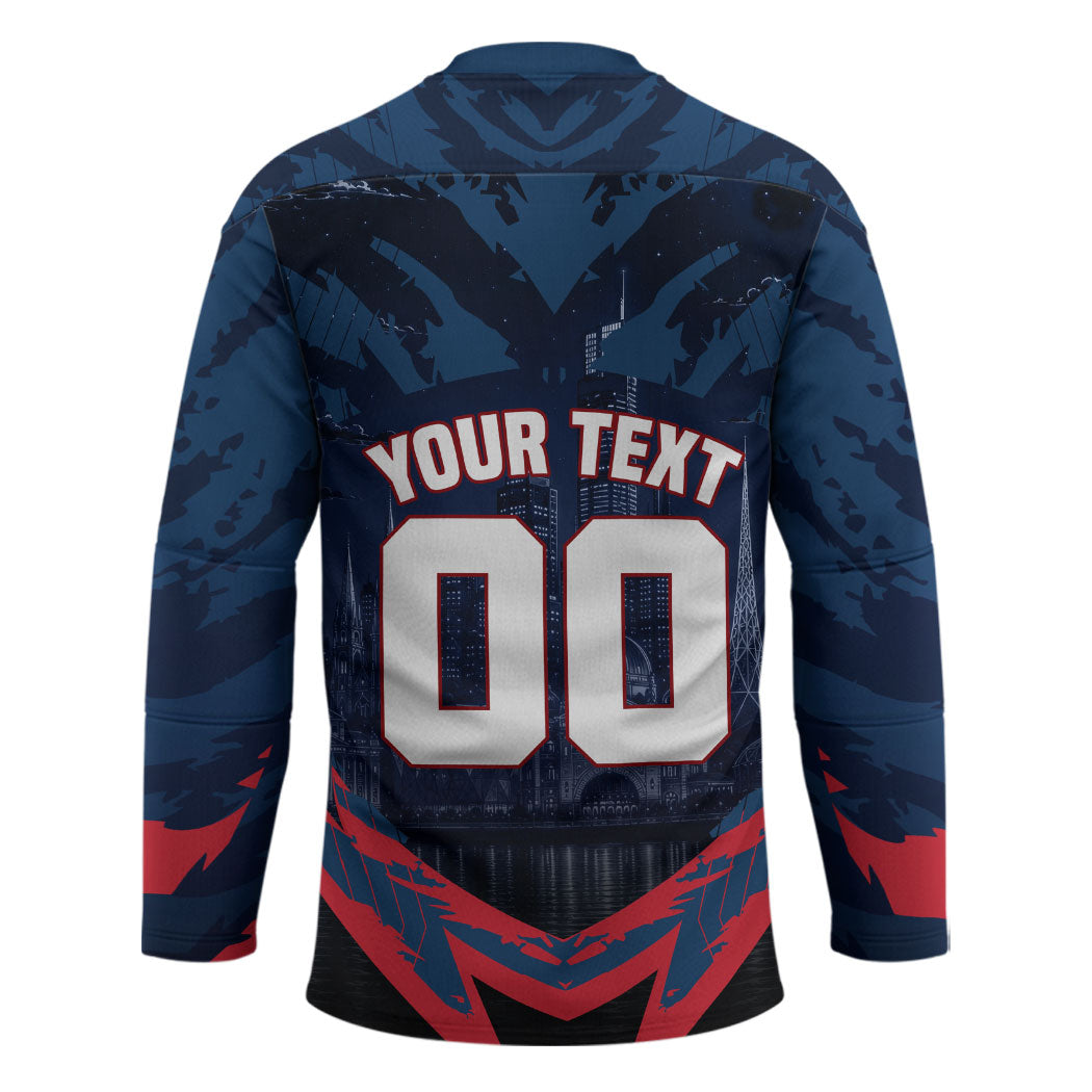 Personalised Melbourne Demons Football Hockey Jersey Fierce Devil Mascot 3D Grunge City Art
