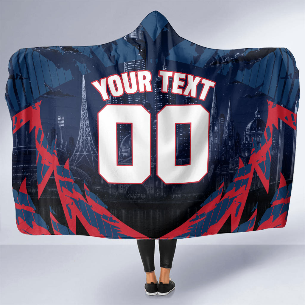 Personalised Melbourne Demons Football Hooded Blanket Fierce Devil Mascot 3D Grunge City Art