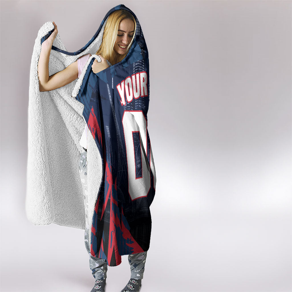 Personalised Melbourne Demons Football Hooded Blanket Fierce Devil Mascot 3D Grunge City Art