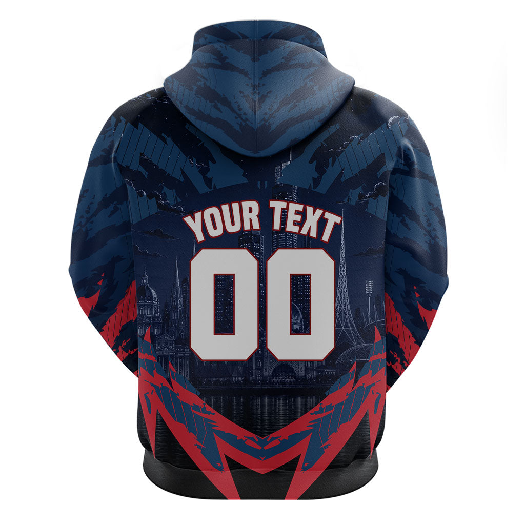Personalised Melbourne Demons Football Hoodie Fierce Devil Mascot 3D Grunge City Art