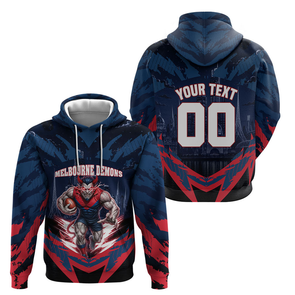 Personalised Melbourne Demons Football Hoodie Fierce Devil Mascot 3D Grunge City Art