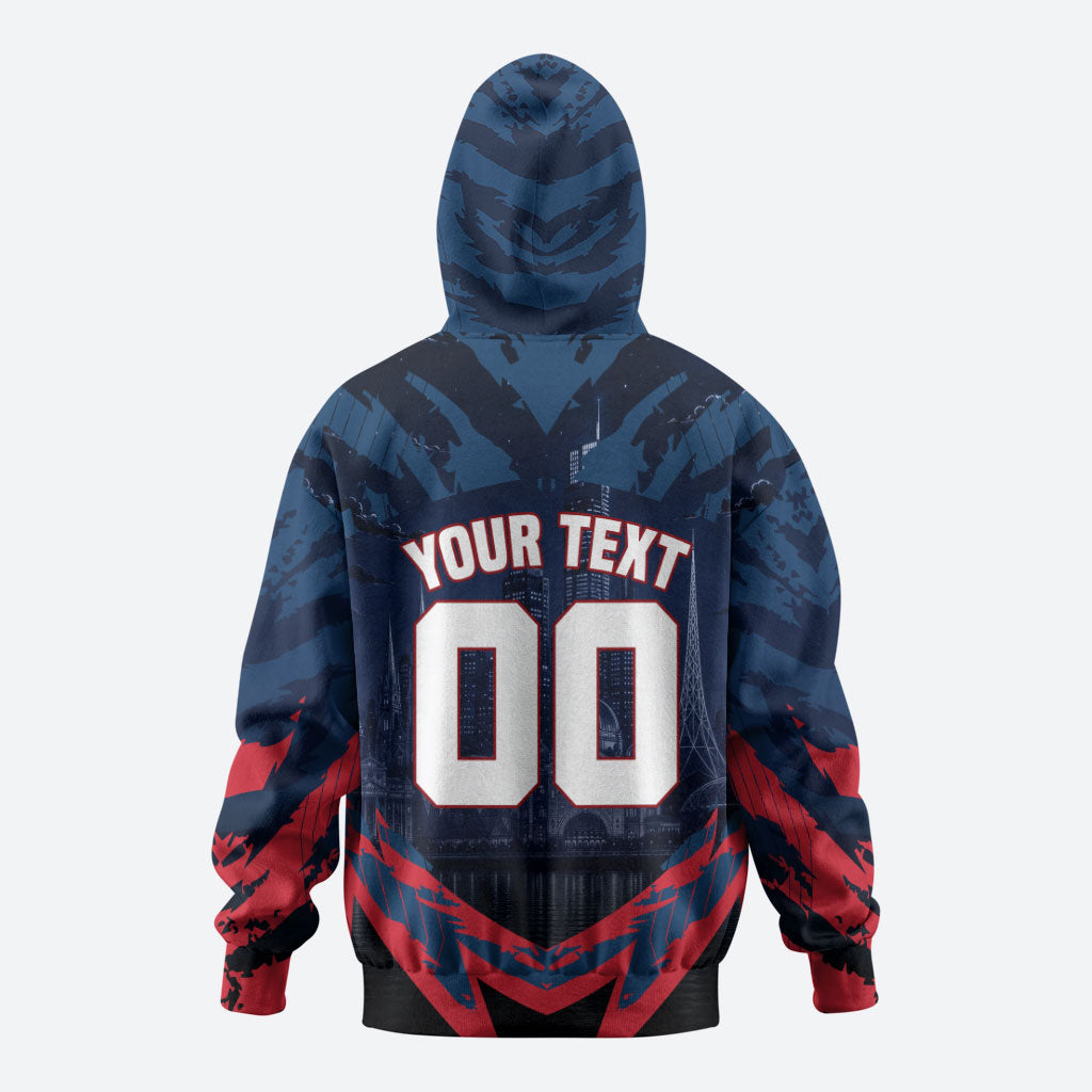Personalised Melbourne Demons Football Hoodie Fierce Devil Mascot 3D Grunge City Art