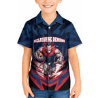 Personalised Melbourne Demons Football Kid Hawaiian Shirt Fierce Devil Mascot 3D Grunge City Art