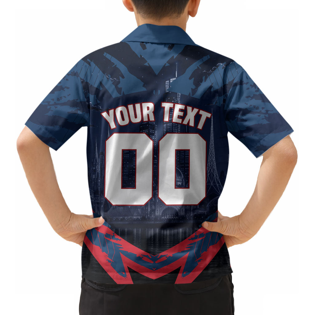 Personalised Melbourne Demons Football Kid Hawaiian Shirt Fierce Devil Mascot 3D Grunge City Art