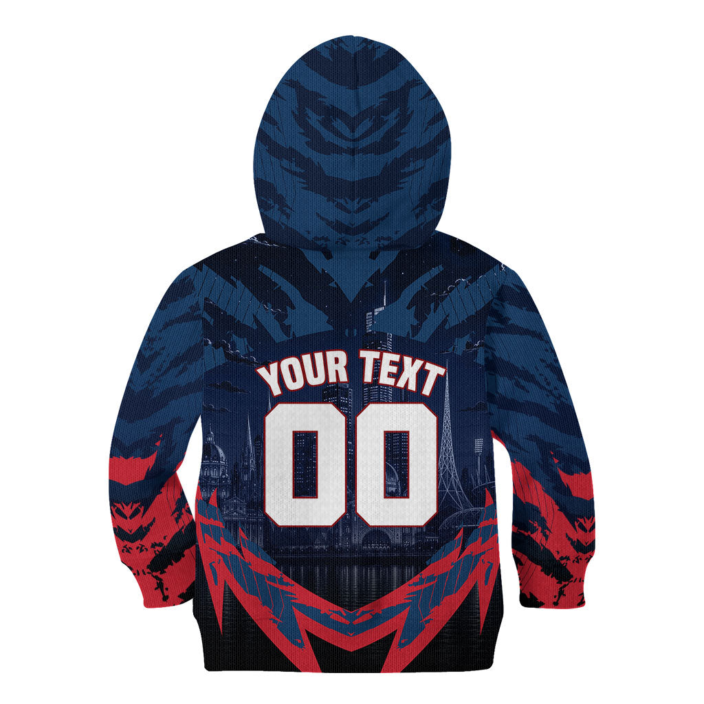 Personalised Melbourne Demons Football Kid Hoodie Fierce Devil Mascot 3D Grunge City Art