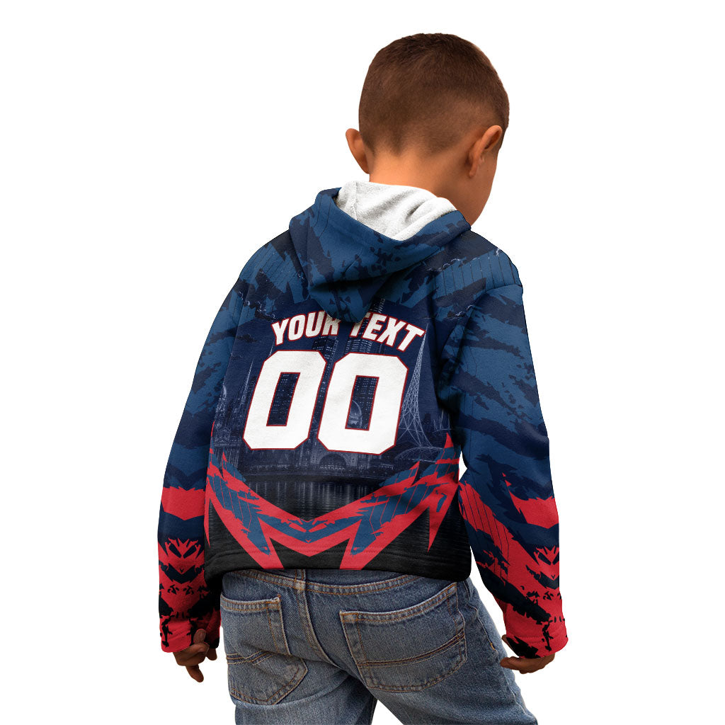 Personalised Melbourne Demons Football Kid Hoodie Fierce Devil Mascot 3D Grunge City Art