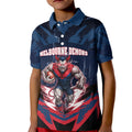 Personalised Melbourne Demons Football Kid Polo Shirt Fierce Devil Mascot 3D Grunge City Art