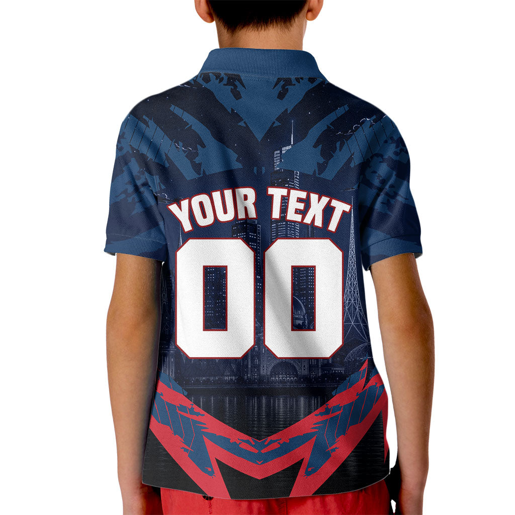 Personalised Melbourne Demons Football Kid Polo Shirt Fierce Devil Mascot 3D Grunge City Art