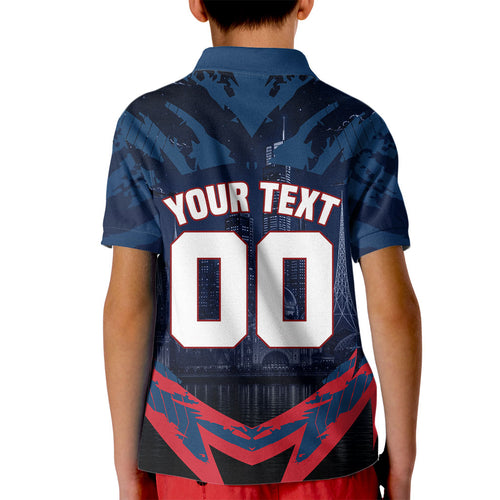 Personalised Melbourne Demons Football Kid Polo Shirt Fierce Devil Mascot 3D Grunge City Art